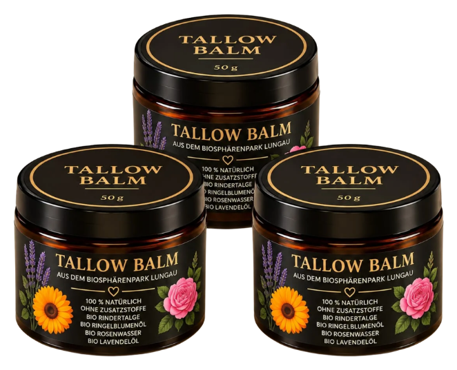 Tallow Balm Naturpflege-Trio: drei Tiegel mit je 50 g